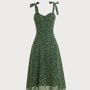 Rihoas The Floral Tie Straps Midi Dress (NEW)